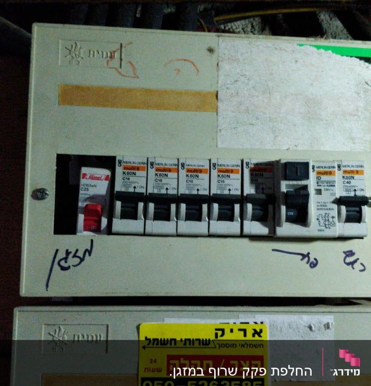 לוח חשמל עם מפסקים ומתגים שונים